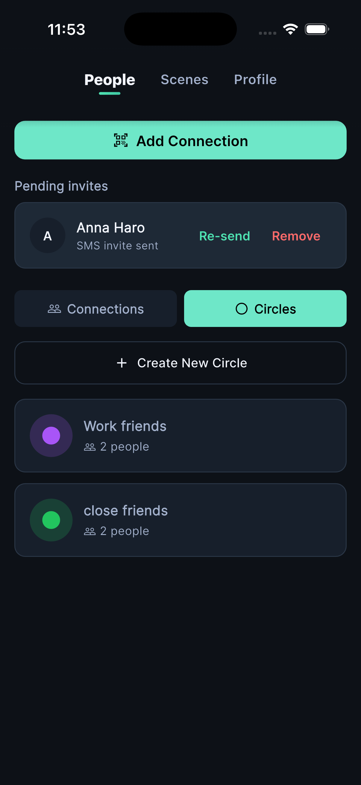 IRL Circles / People tab